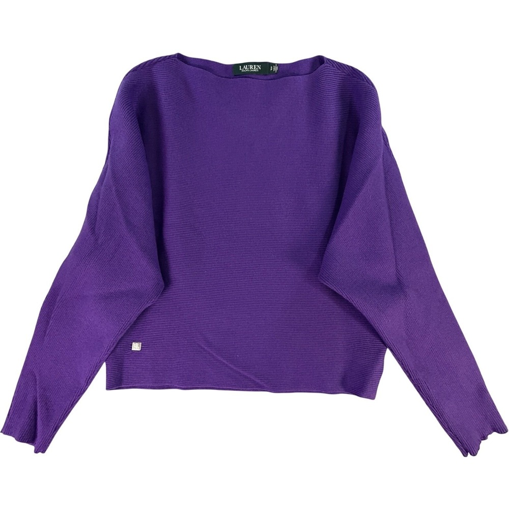 Lauren Ralph Lauren Purple Ribbed Boat Neck Dolman Sleeve Sweater Size S‎ Royal